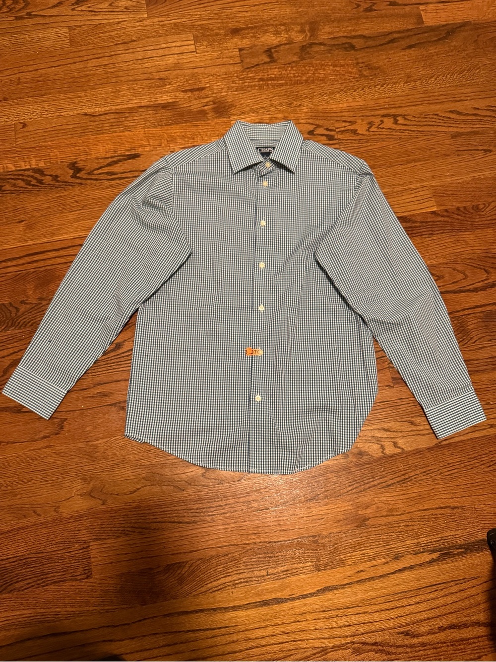 Chaps Boys Blue Check Long-Sleeve Dress Shirt Size Large
